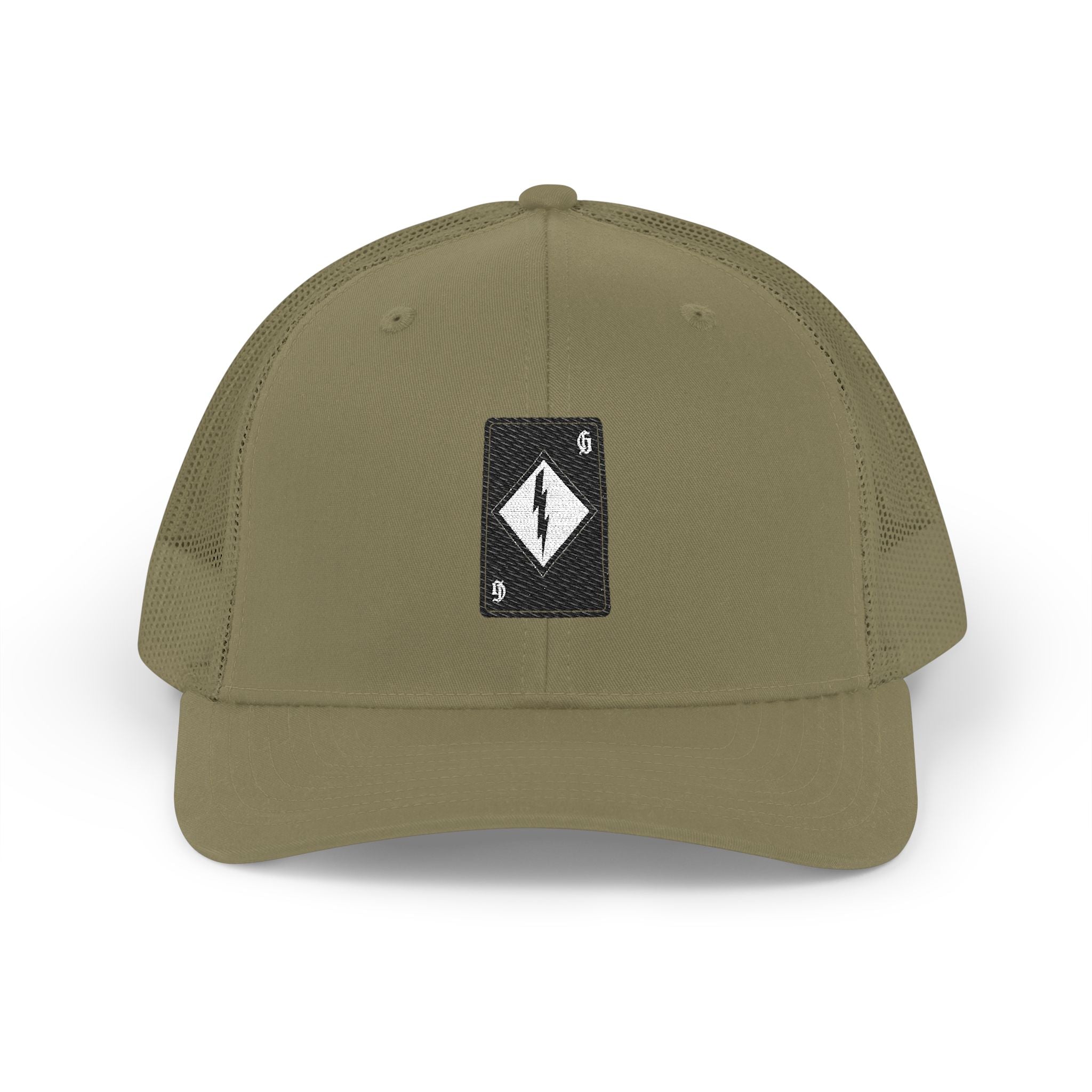 Bolt Icon Snapback Trucker Cap — Minimal Electric Symbol Patch Hat
