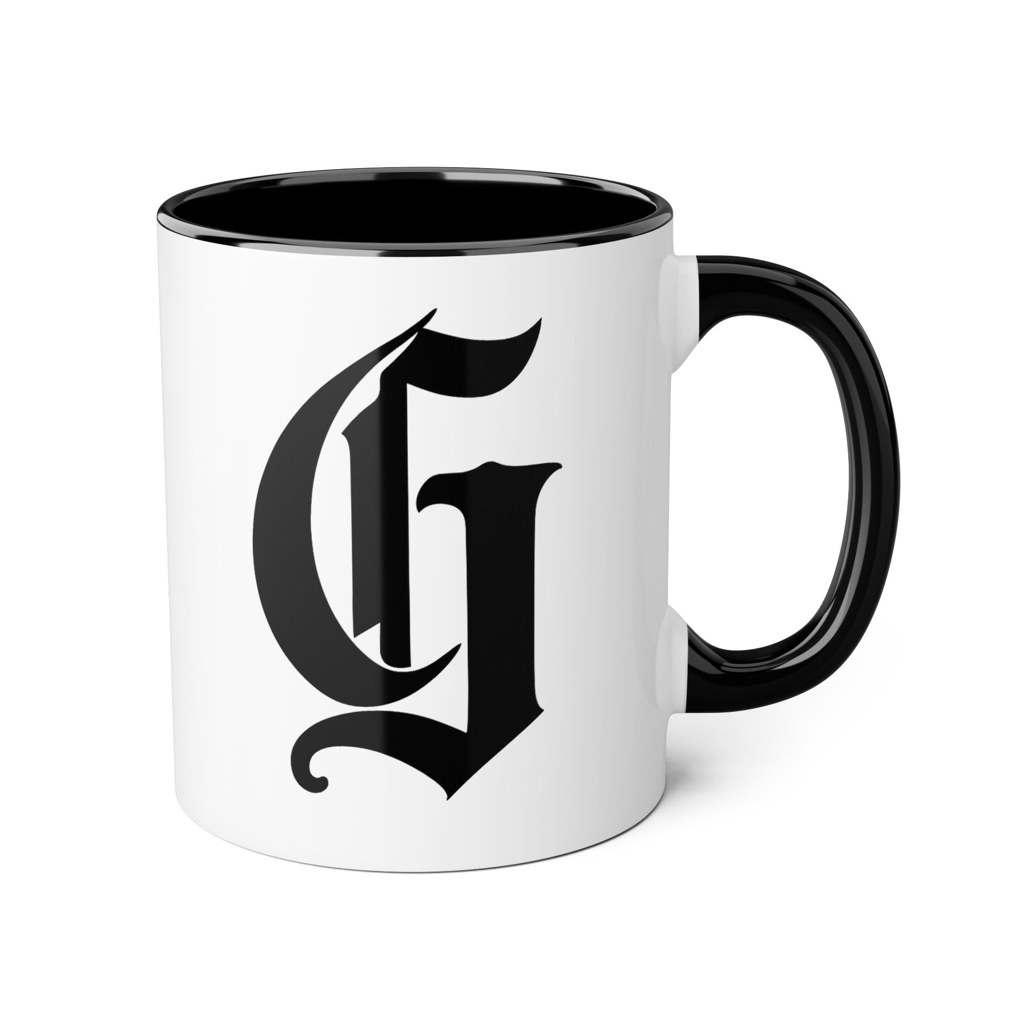 Lightning Bolt Accent Mug — Black & White Warning Sign Design, 11oz Ceramic