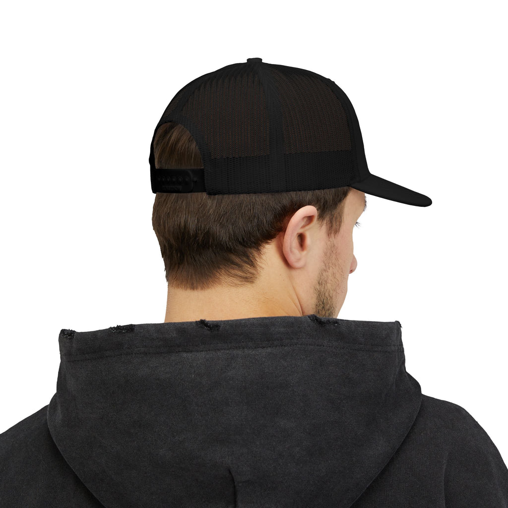 Embroidered Gothic 'G' Snapback Trucker Cap — Black & Yellow