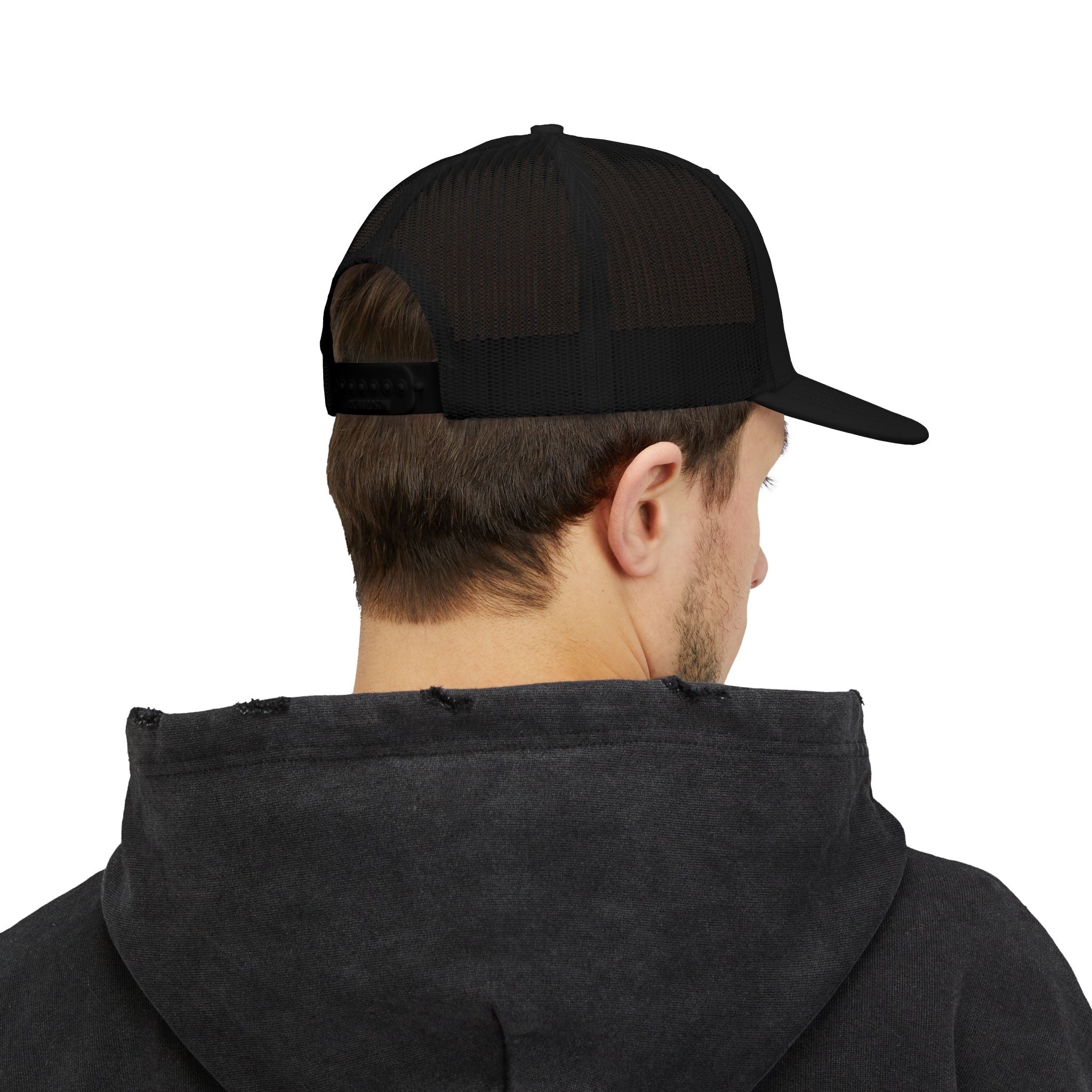 Embroidered Gothic 'G' Snapback Trucker Cap — Black & Yellow