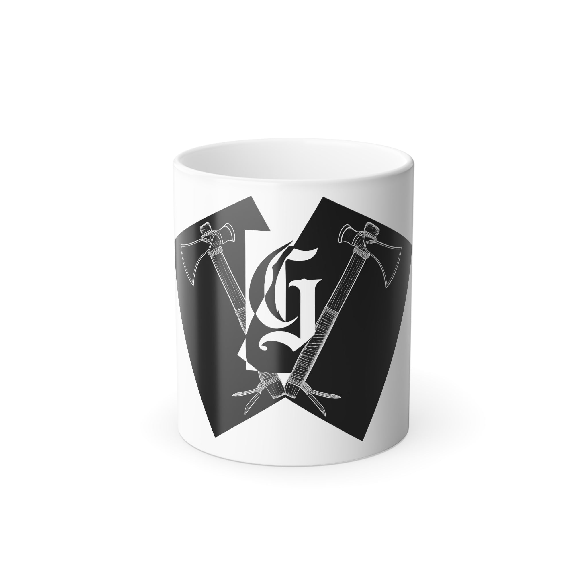Color-Changing Mug — Gothic Crossed Axes Monogram 11oz